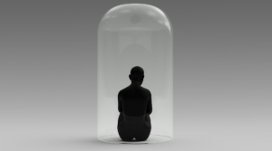Shadow of a man inside a glass to represent loneliness