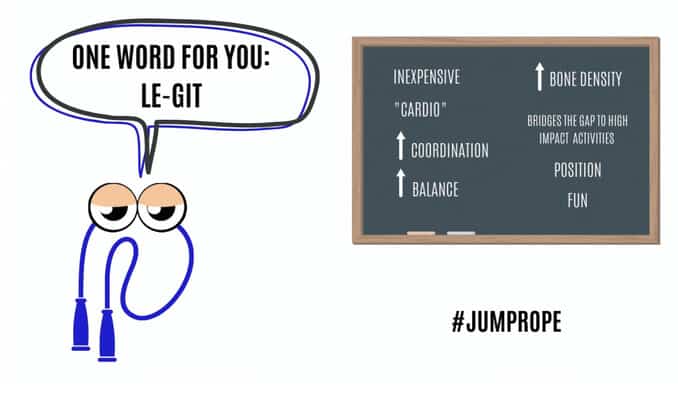 Image of a jumprope and a list of the reasons why everyone should jumprope